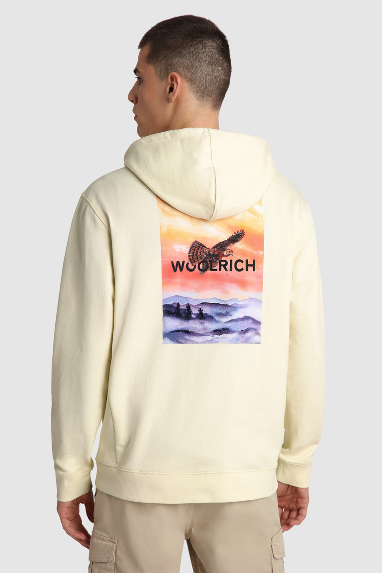 White Woolrich Hoodie With Back Print Women's Sweatshirts | 4306782-OJ