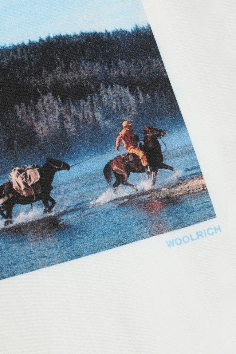 White Woolrich Horse Riding Men's T Shirts | 7396218-XK