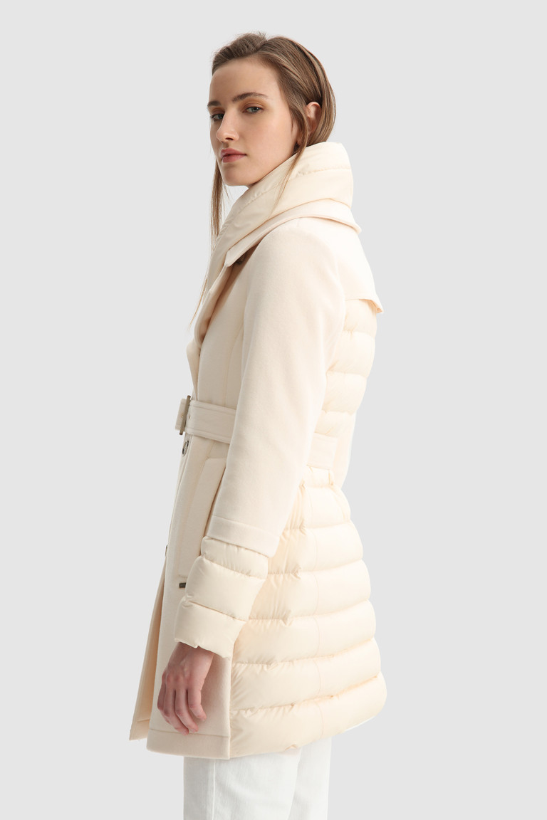 White Woolrich Kuna Trench In Italian Wool Blend With Belt Women's Coats | 3845279-ID