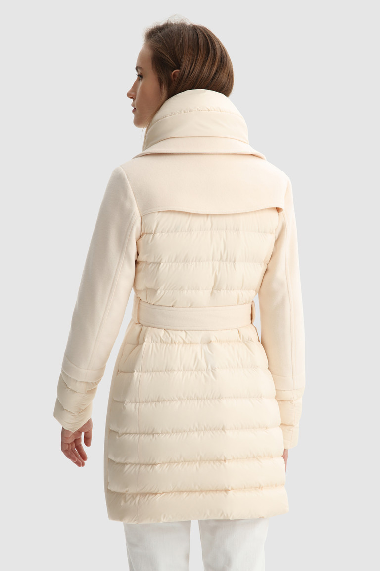 White Woolrich Kuna Trench In Italian Wool Blend With Belt Women's Coats | 3845279-ID