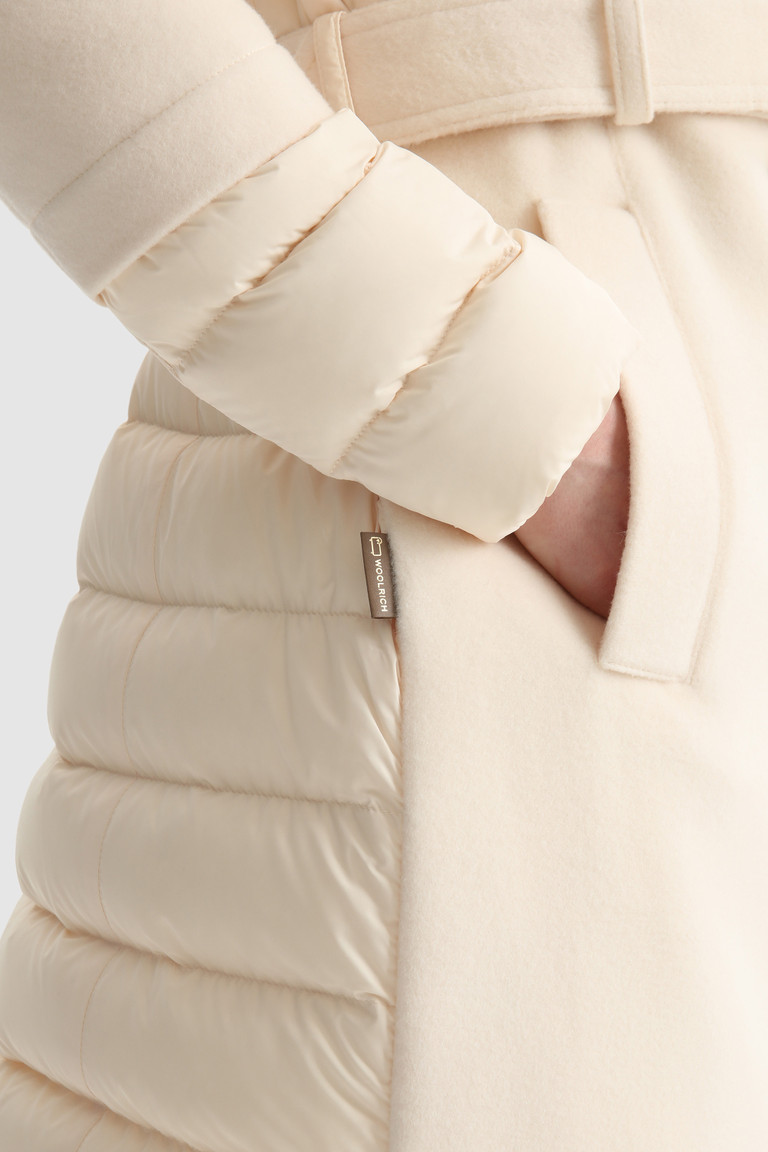 White Woolrich Kuna Trench In Italian Wool Blend With Belt Women's Coats | 3845279-ID