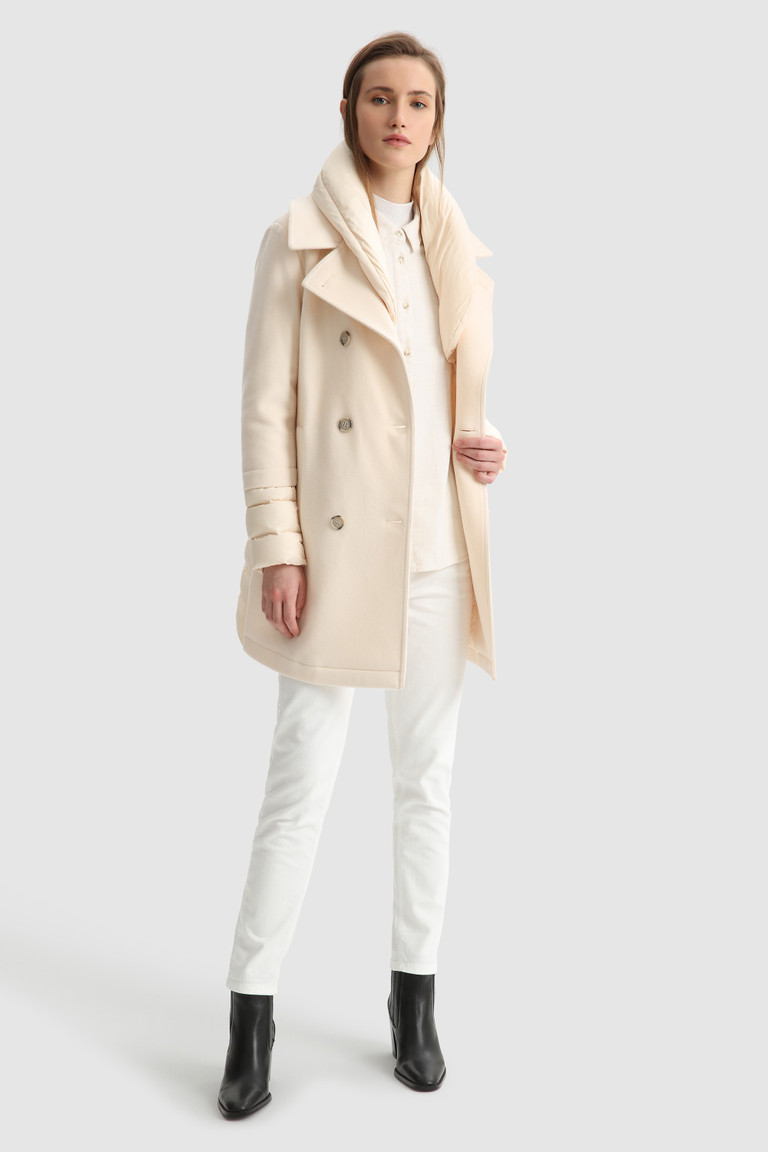 White Woolrich Kuna Trench In Italian Wool Blend With Belt Women\'s Coats | 3845279-ID