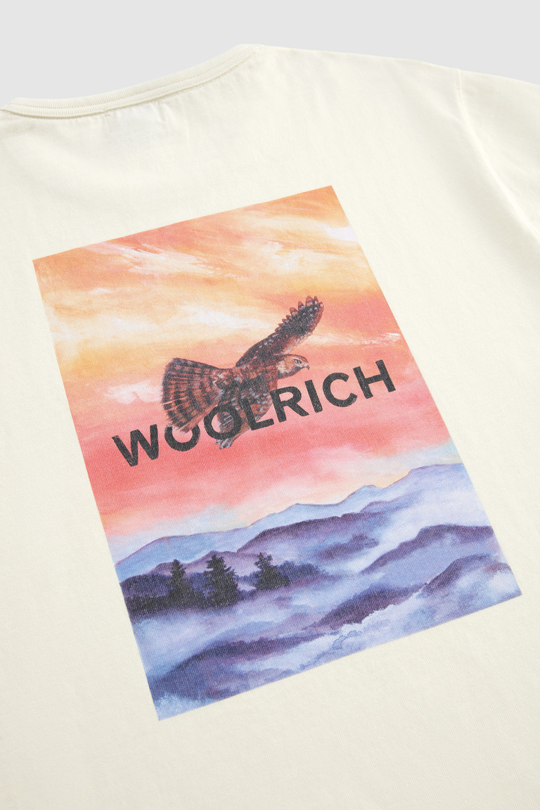 White Woolrich Long-Sleeve With Back Print Men's T Shirts | 2540731-KX