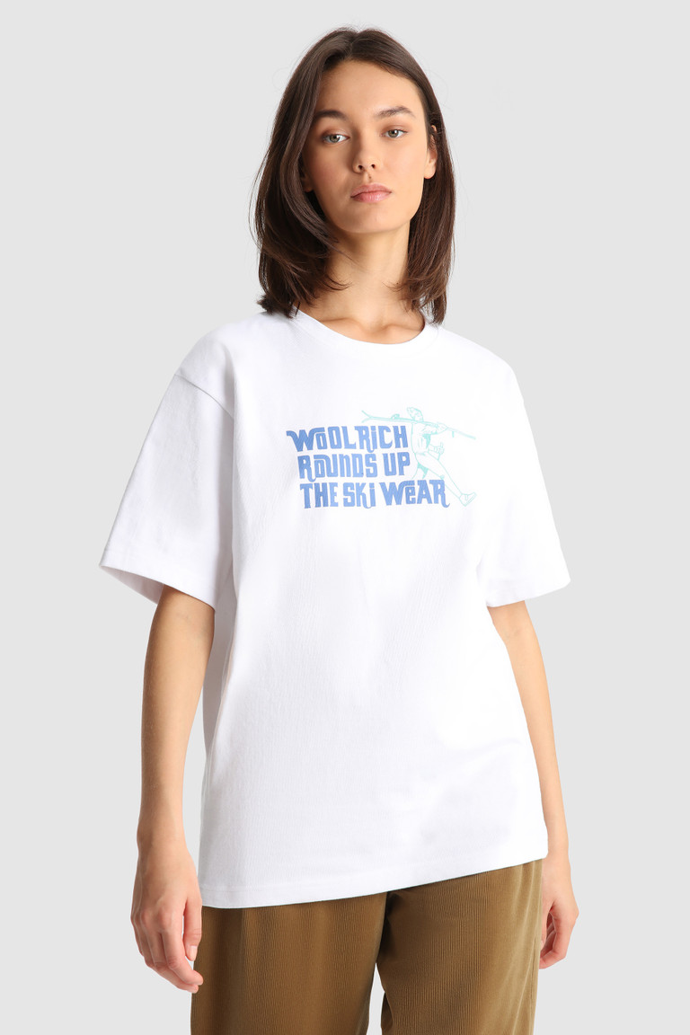 White Woolrich Short Sleeve Ski Women's T Shirts | 4963701-KV