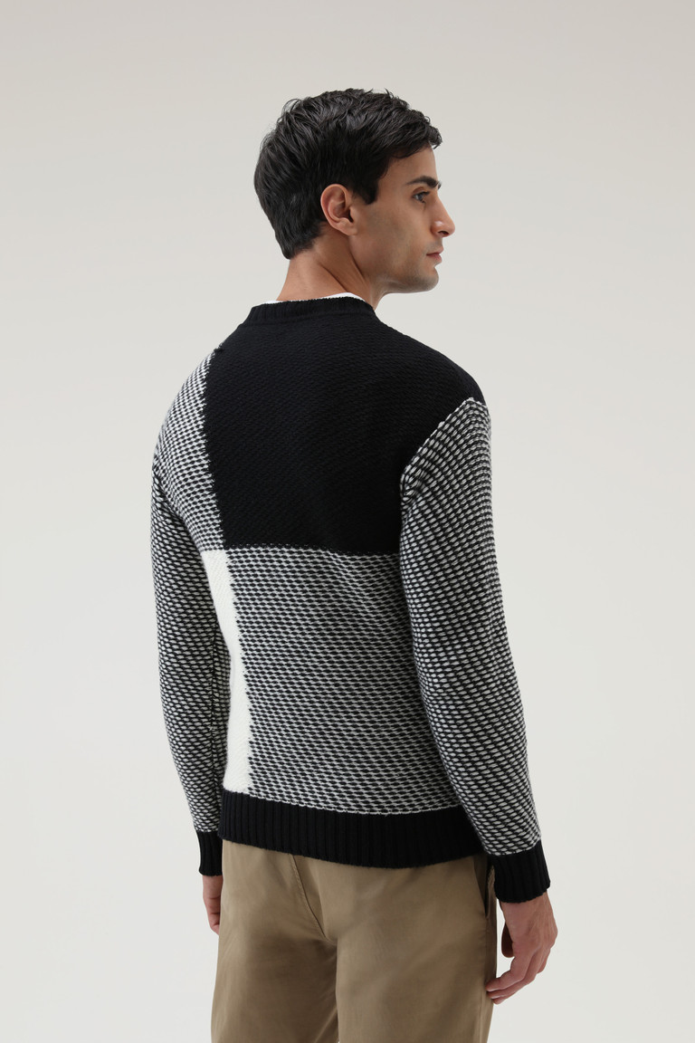 White Woolrich Unisex Crewneck With Buffalo Check Pattern Men's Knitwear | 0271968-JZ