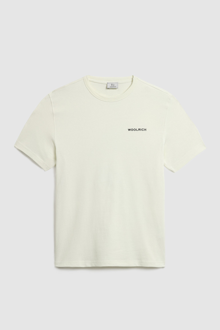 White Woolrich With Back Print Men's T Shirts | 0852416-TM