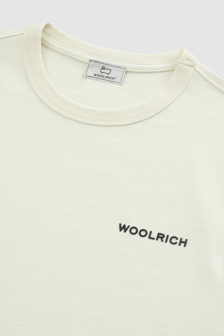 White Woolrich With Back Print Men's T Shirts | 0852416-TM