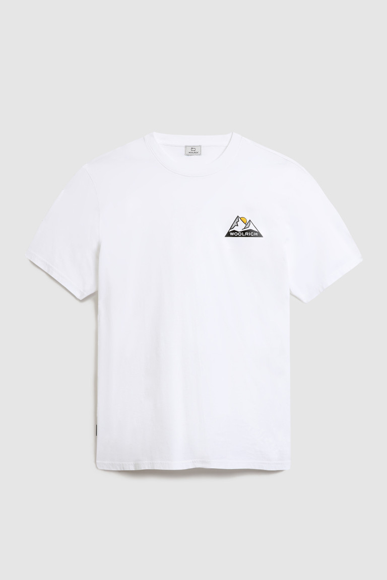 White Woolrich With Mountain Logo Men's T Shirts | 2470819-RS