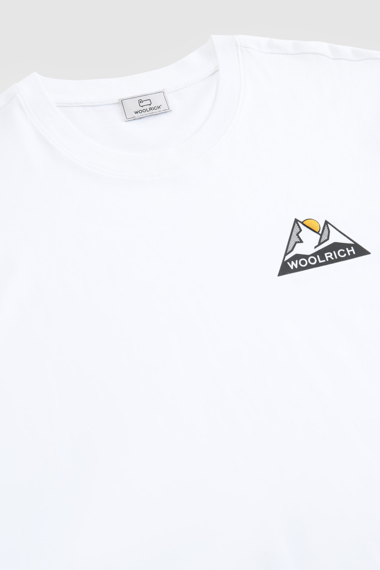 White Woolrich With Mountain Logo Men's T Shirts | 2470819-RS