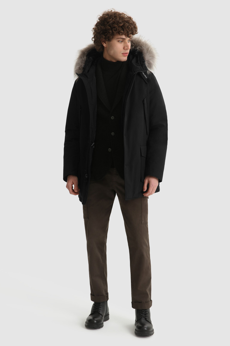 Black Woolrich Arctic With Dyed Fur Men's Parka Jackets | 2730548-OH