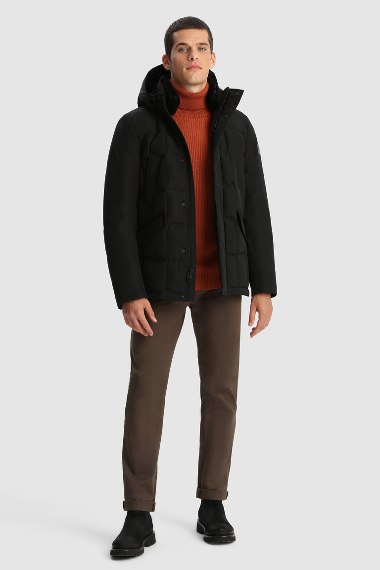 Black Woolrich Blizzard Field Padded With Hidden Closure Men's Jackets | 6429053-MS