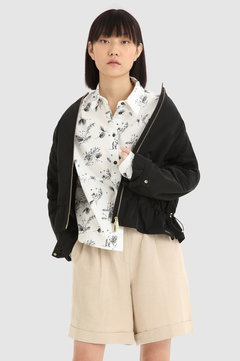 Black Woolrich City Light Bomber With Drawstring Women's Jackets | 9536127-LX