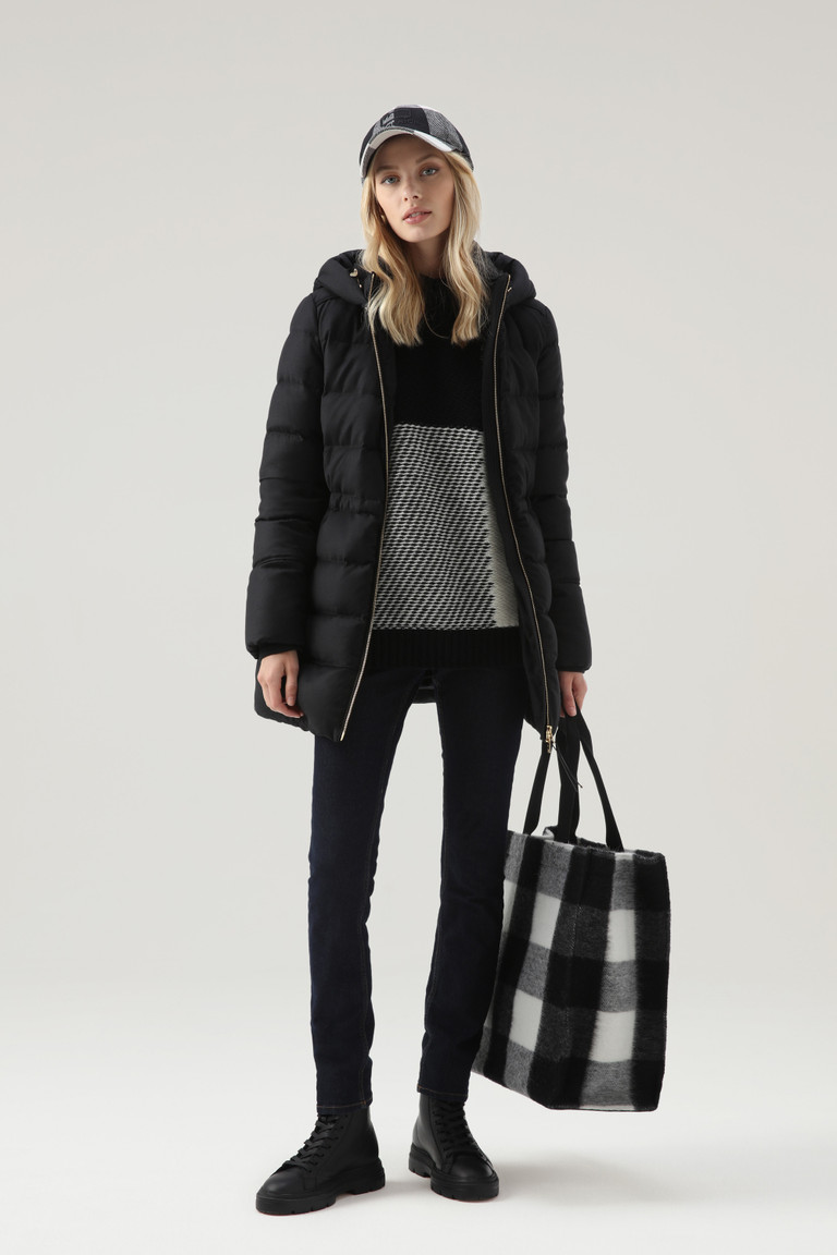 Black Woolrich Luxury Crafted With A Loro Piana Fabric In Wool And Silk Blend Women's Parka Jackets | 4182370-CN