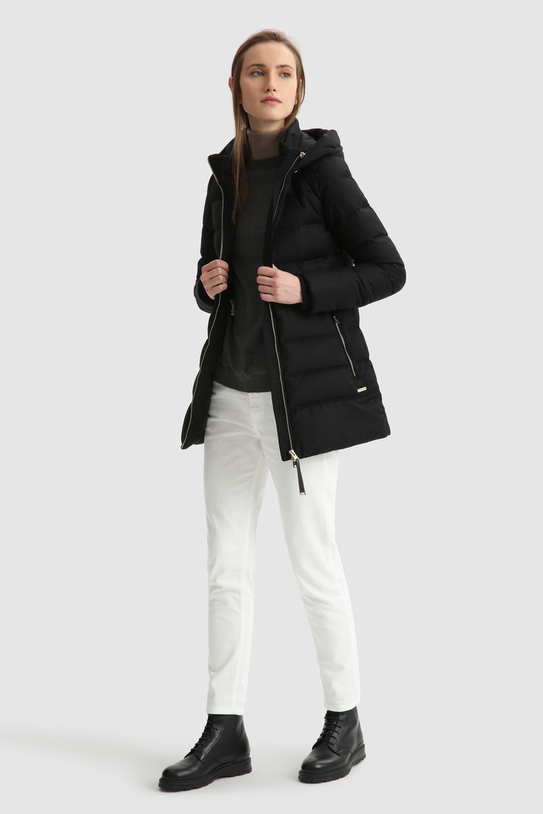 Black Woolrich Luxury In Italian Virgin Wool And Silk Crafted With A Loro Piana Fabric Women's Parka Jackets | 7381259-XV