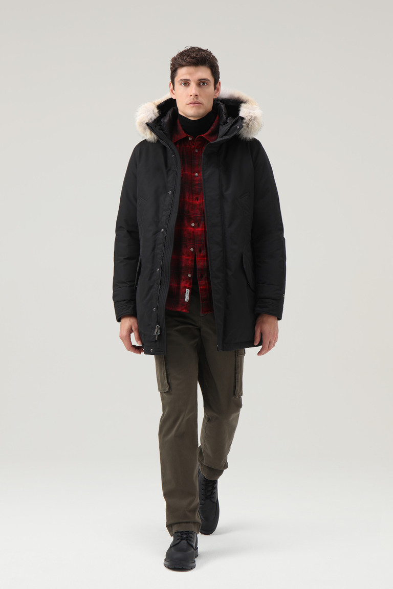 Black Woolrich Polar In Ramar With High Collar And Fur Trim Men's Parka Jackets | 1357962-SO