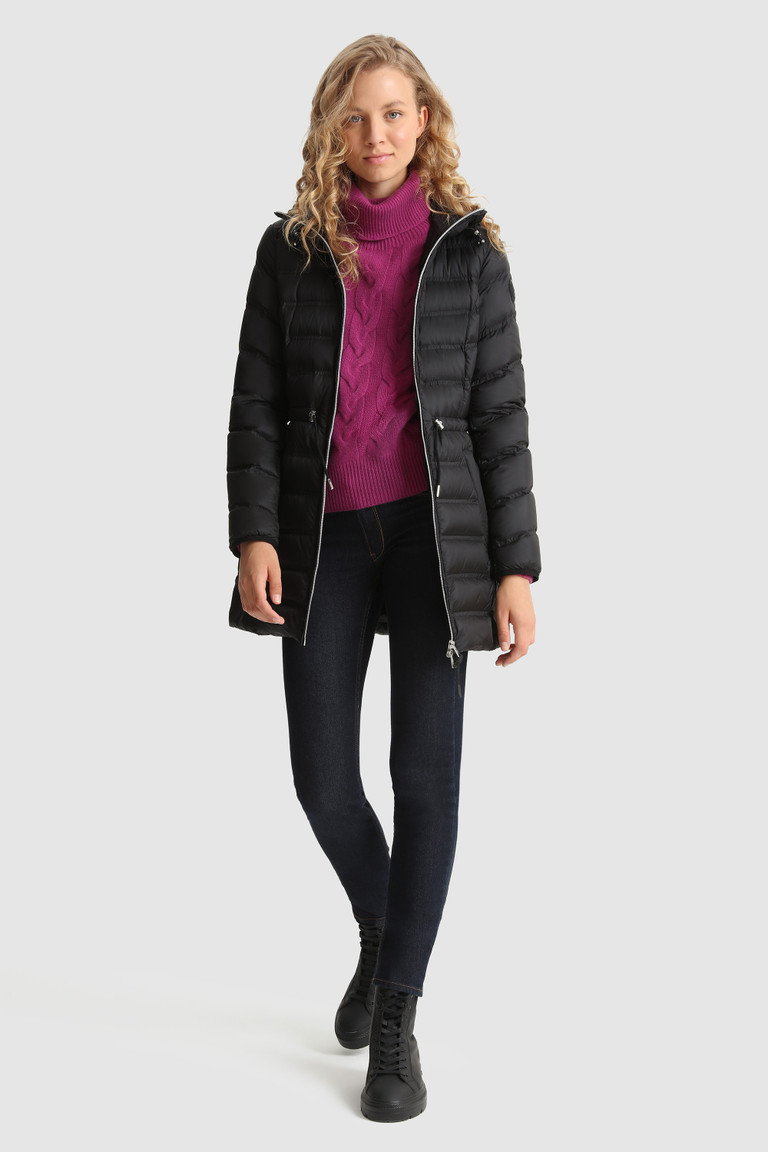 Black Woolrich Silas Foldable In Recycled Nylon Women's Down Jackets | 1625430-MB