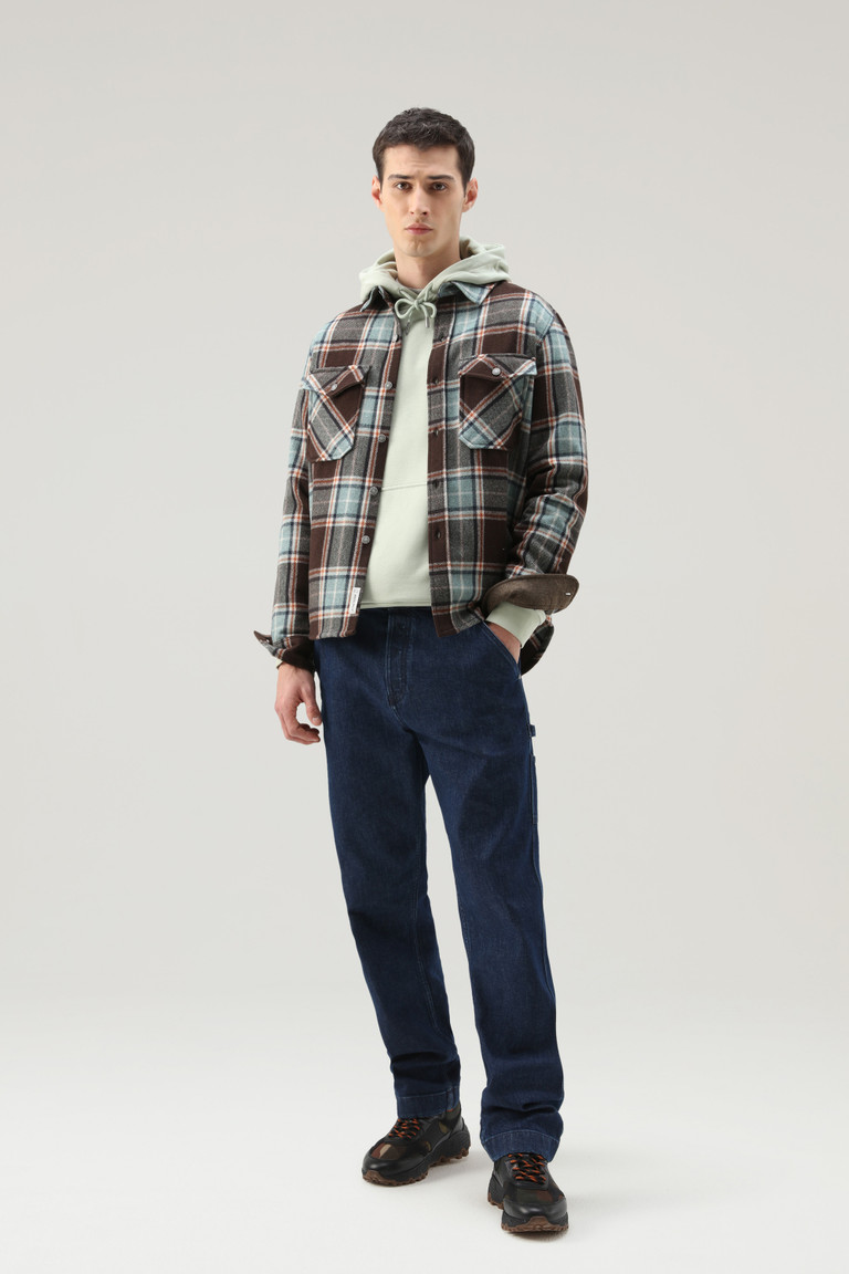 Blue / Black Woolrich Alaskan Overin Recycled Melton Wool Men's Jackets | 1469802-SL