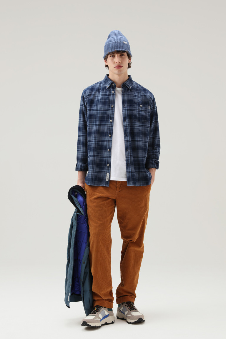 Blue Woolrich Traditional Flannel Check Men's Shirts | 3916870-XF