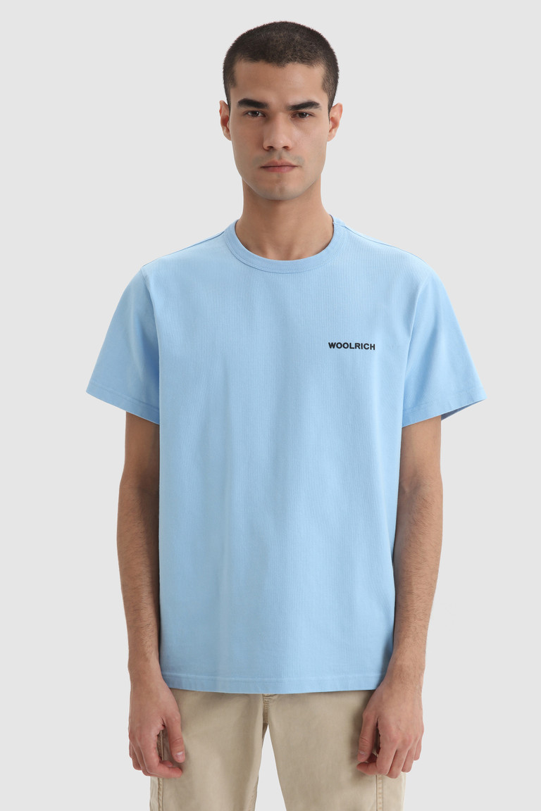 Blue Woolrich With Back Print Men's T Shirts | 5137920-HQ