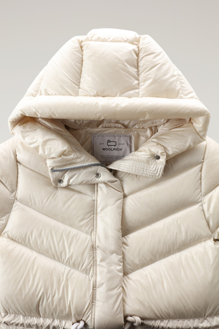 Cream Woolrich Aliquippa Silky Long With A Drawstring Waist Women's Down Jackets | 1367954-RS