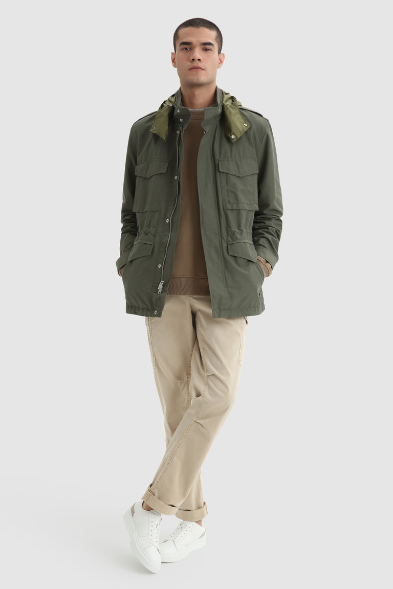 Dark Green Woolrich Cruiser Field In Eco Ramar Fabric Men's Jackets | 3697042-QO