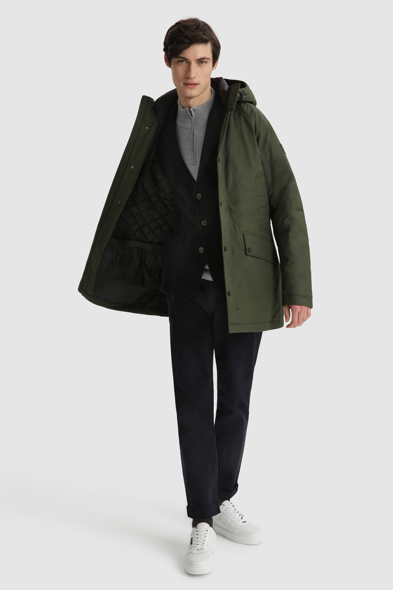 Dark Green Woolrich Polar In British Millerain Waxed Cotton Men's Parka Jackets | 2536198-XI