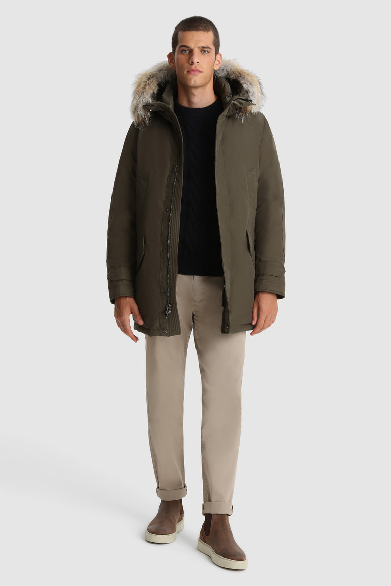 Dark Green Woolrich Polar In Ramar With High Collar And Fur Trim Men's Parka Jackets | 1627084-ZY