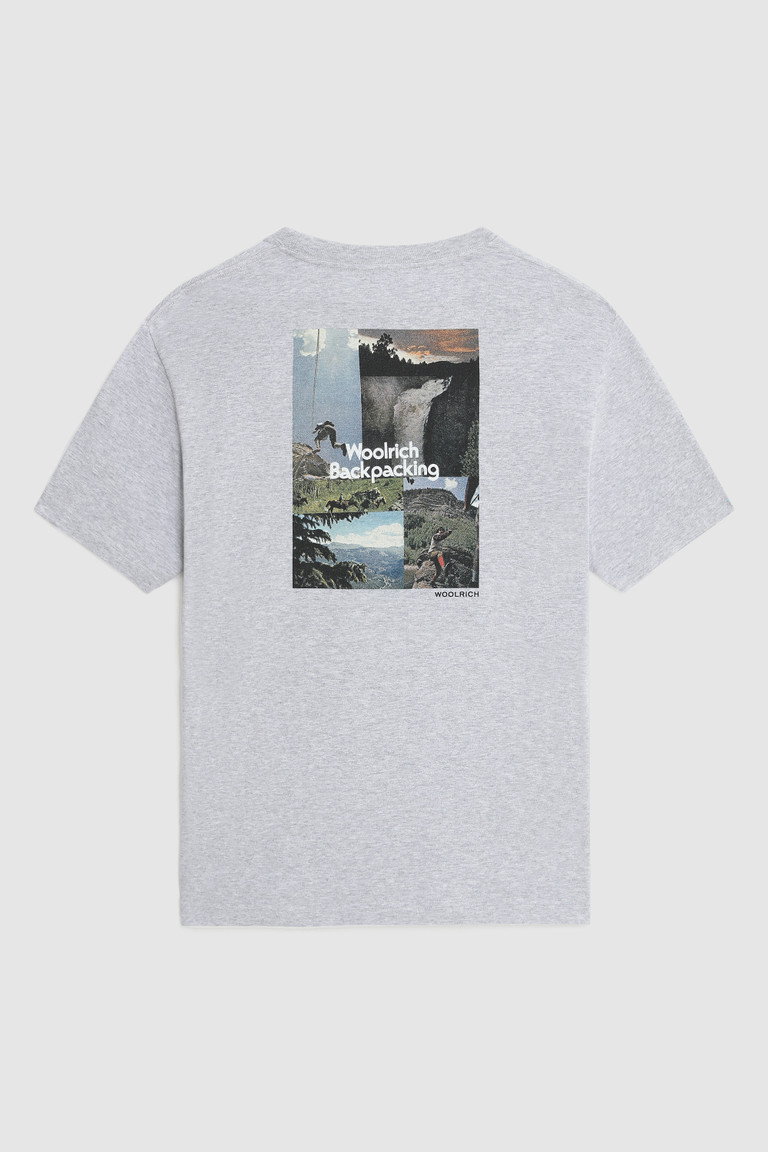 Grey Woolrich Backpacking Men's T Shirts | 0287316-IP