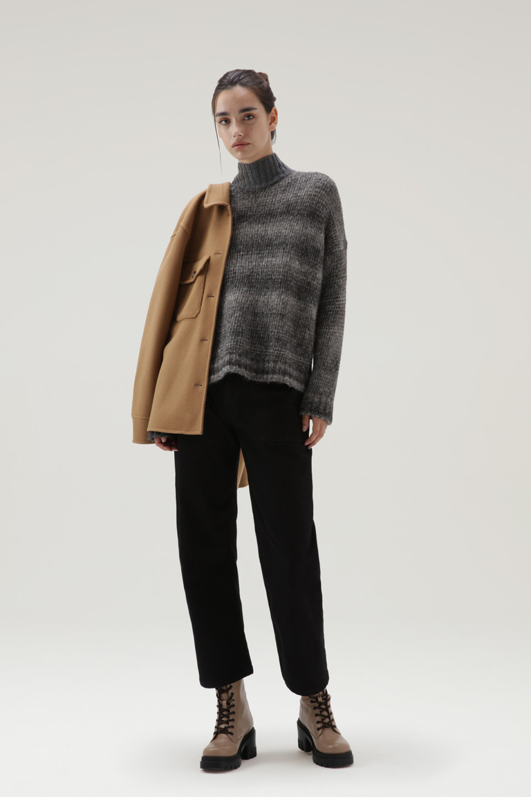 Grey Woolrich Dégradé Turtleneck In Alpaca Wool And Cotton Blend Women's Sweaters | 9278103-BX