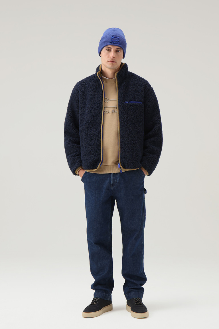 Khaki Woolrich Classic Fleece Crewneck With Embroidered Logo Men's Sweatshirts | 7630291-AU