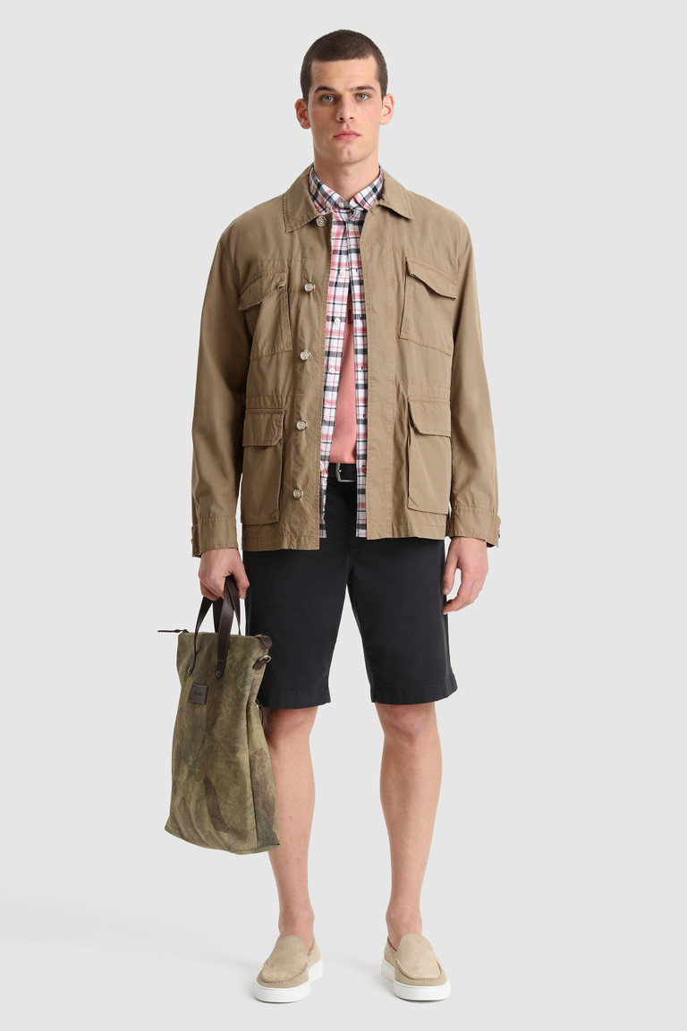 Khaki Woolrich Crew Field In Soft Garment-Dyed Cotton Men's Jackets | 1830795-KL