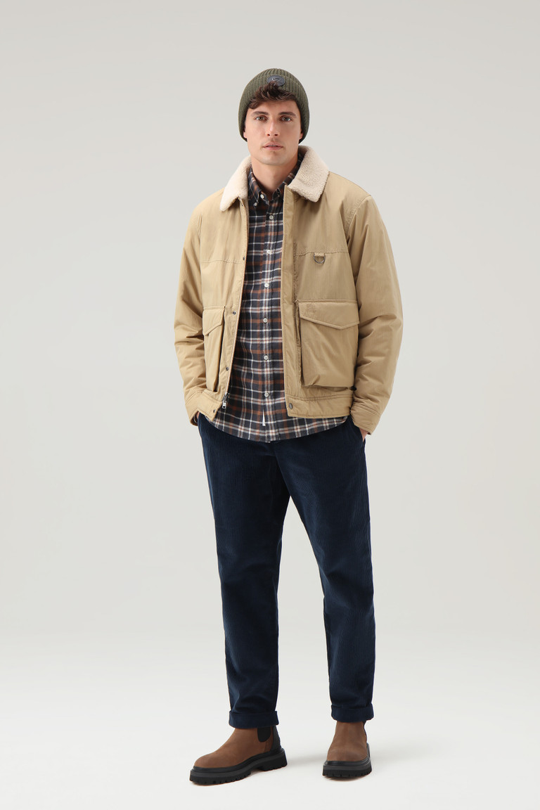 Khaki Woolrich Ripstop Trucker With Recycled Sherpa Wool Lining Men's Jackets | 9472035-QR