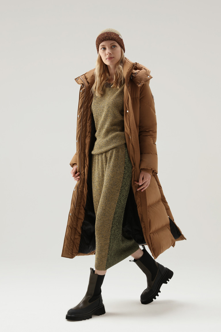 Olive Woolrich Color-Block Ribbed Women's Dress | 1082359-CF