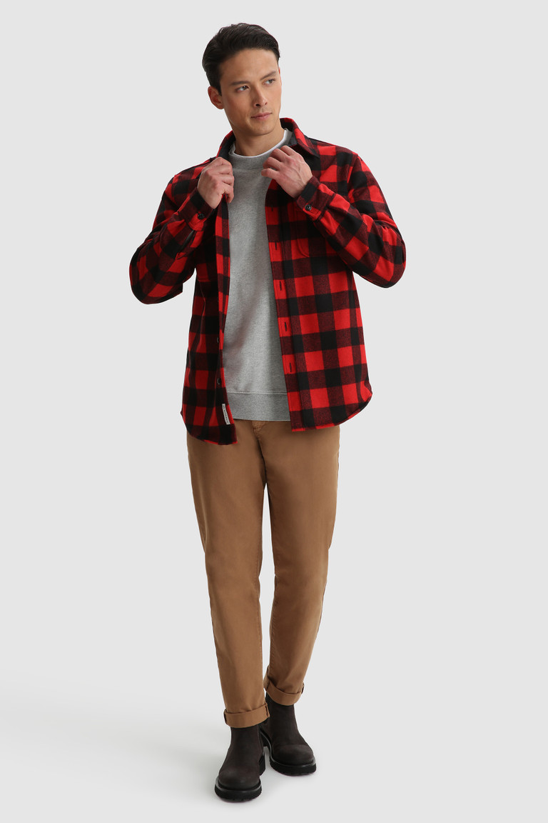 Red Woolrich Alaskan Melton In Recycled Italian Wool Men's Shirts | 3924657-KP