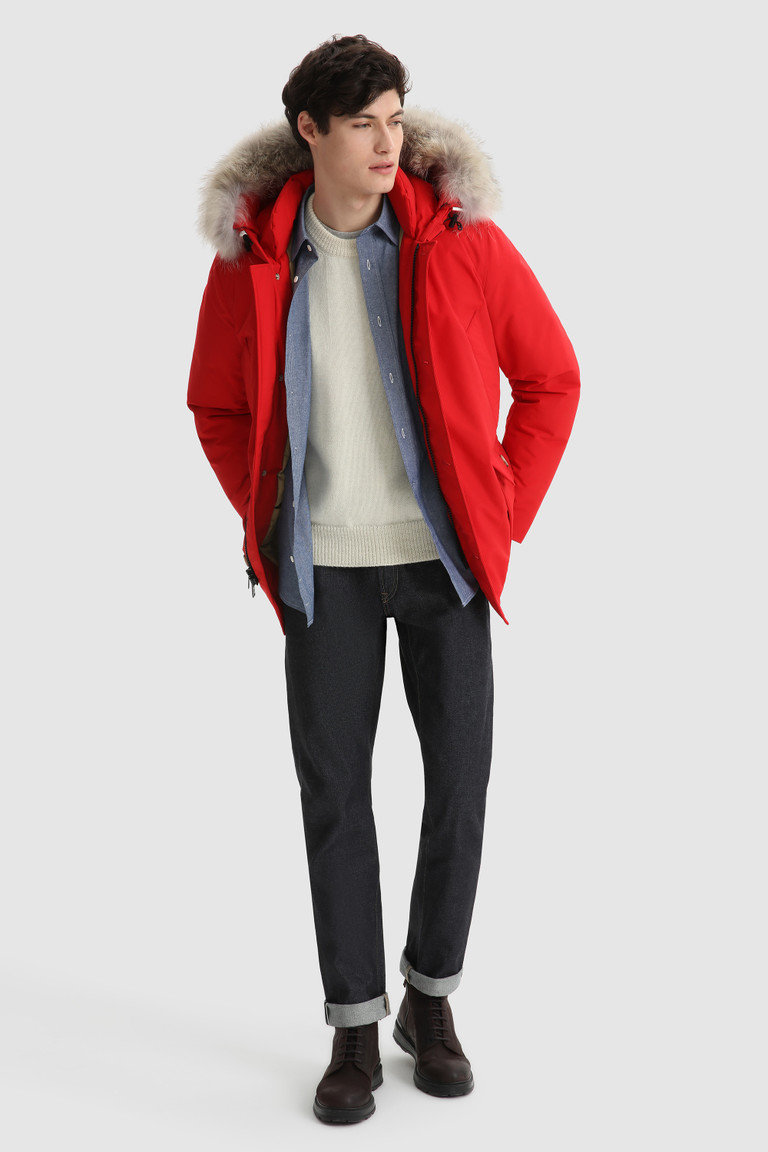 Red Woolrich Arctic Anorak With Detachable Fur Men's Parka Jackets | 1372859-ZX