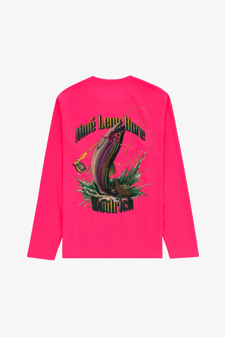 Red Woolrich Long Sleeve Performance Trout With Front And Back Print - Aimé Leon Dore / Men's T Shirts | 6089571-WX