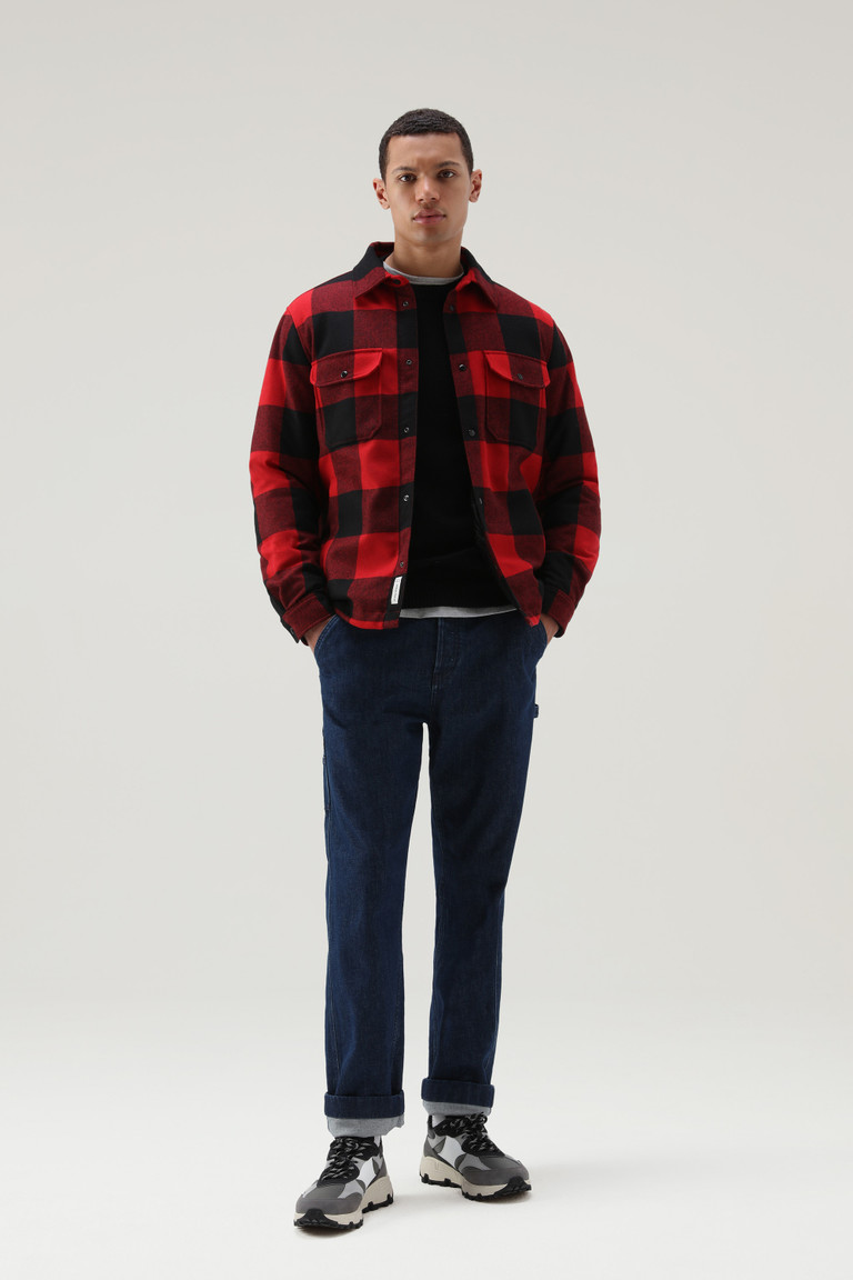 Red Woolrich Quilted Alaskan Check Overin Recycled Wool Men's Jackets | 4329605-ZJ