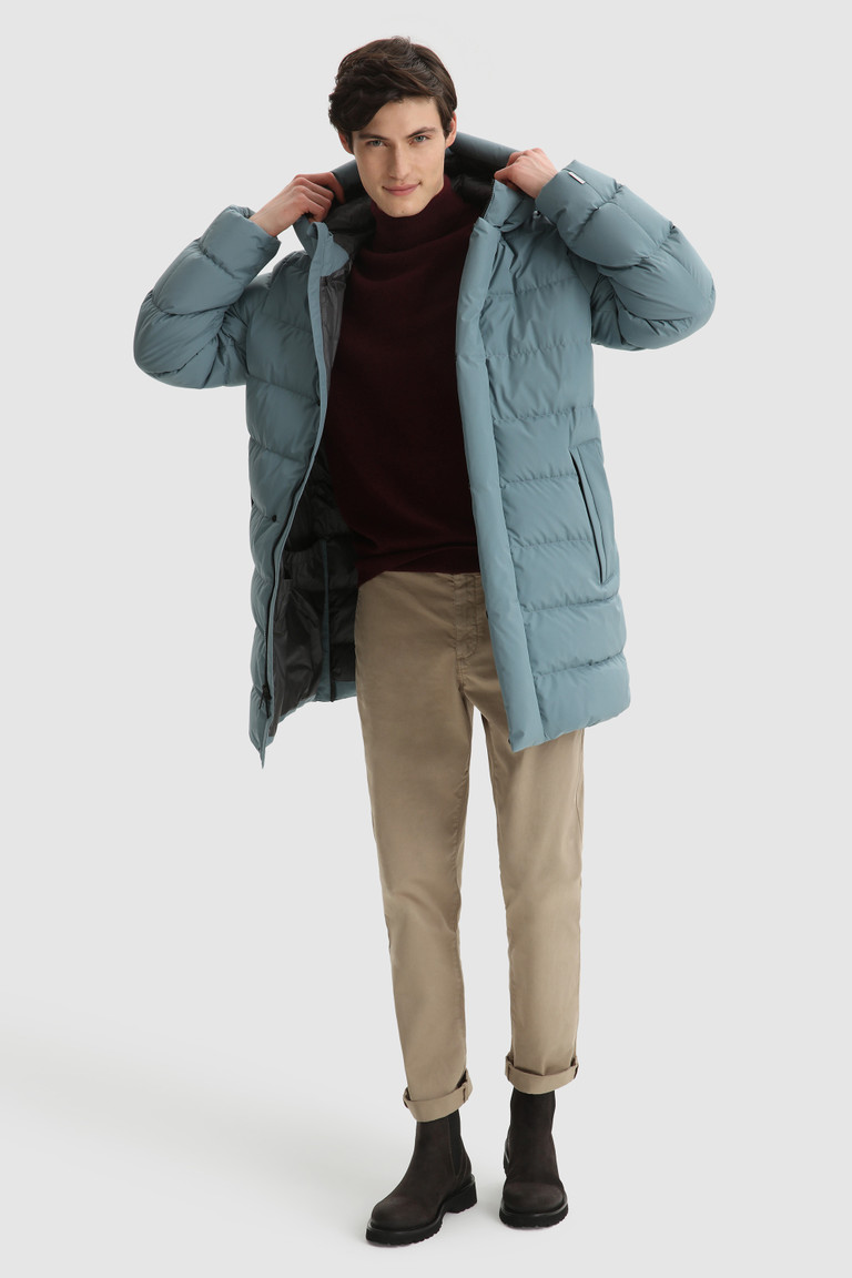 Turquoise Woolrich Gore-Tex Infinium High-Tech Quilted Long Men's Down Jackets | 2537908-FQ