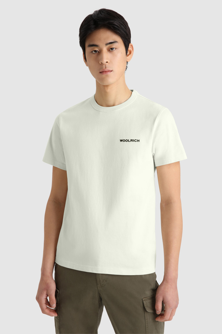 White Woolrich With Back Print Men's T Shirts | 0852416-TM